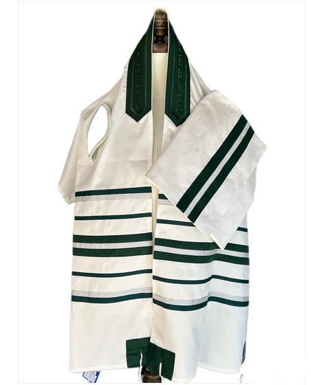 Michal Forest Green and Silver Tallit Set