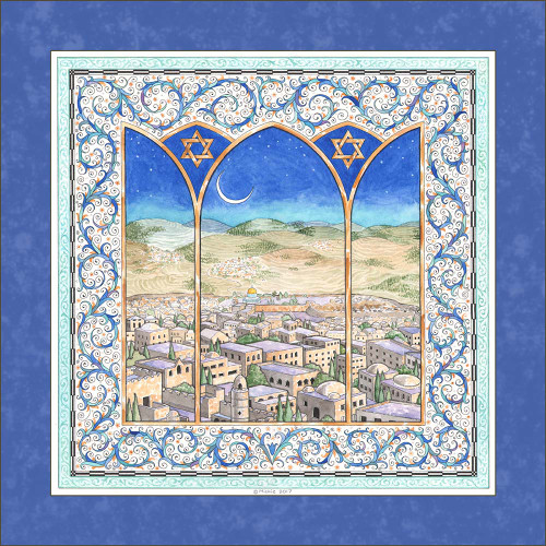 Jerusalem Scene Framed Art - Ultramarine