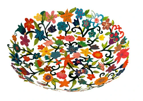 Emanuel Metal Laser Cut Bowl - Flowers