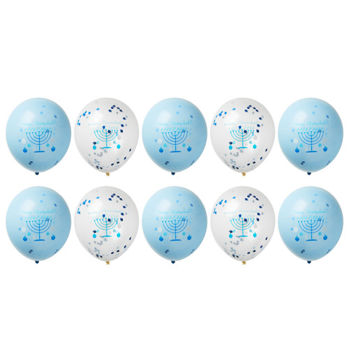 Chanukah Themed Balloons  with Dreidel Shaped Confetti Inside- Set of 10