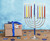 Aluminum Menorah With Hammered Accents - Blue