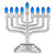 "Knesset" Silver Electroplate LED Menorah With Blue Bulbs