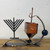 Mixed Metal Dreidel with Menorah Decoration