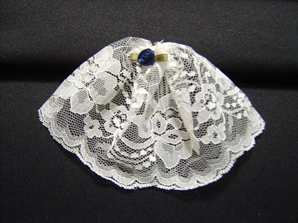 Small White Lace Headcovering With Mini Rose