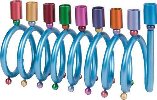 Yair Emanuel Multi-Color Spiral Hanukah Menorah.