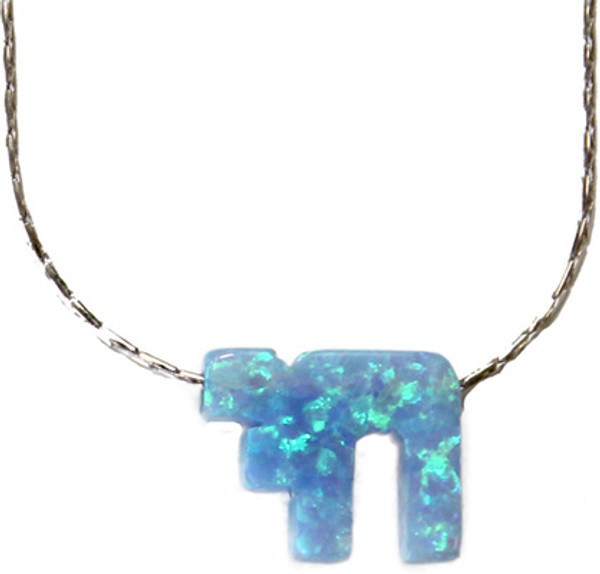 Opal Blue Chai With Sterling Silver Chain