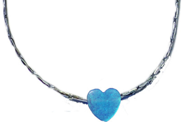 Opal Blue Heart With Sterling Silver Chain