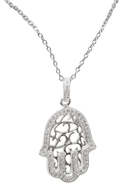 Sterling Silver Hamsa Necklace With Stones