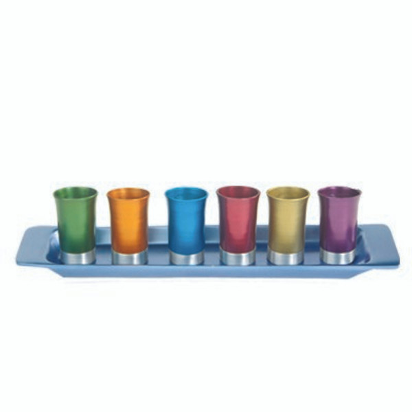 Yair Emanuel Multicolor Anodized Cordial Cups  and Tray