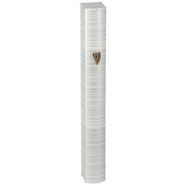 White Striped Aluminum Mezuzah