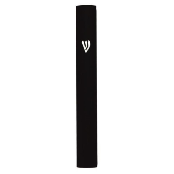 Black Aluminum Mezuzah With Silver Shin