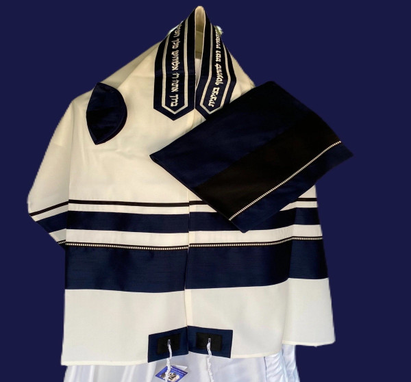 Michal Navy Blue and Black Tallit Set