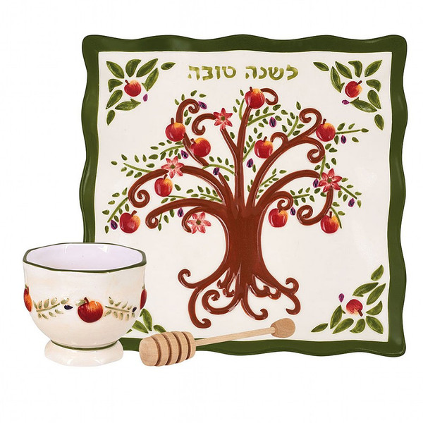 "Tree Of Life" Design Apple And Honey Set