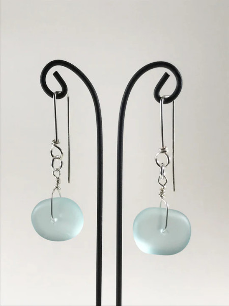 Aqua Beach Glass Earrings