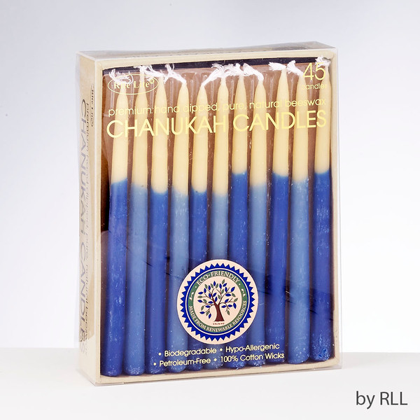 Blue And Natural Hand Dipped Beeswax Candles