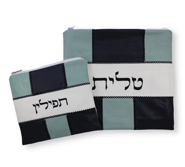 Faux Suede Patchwork Tallit and Tefilin Set