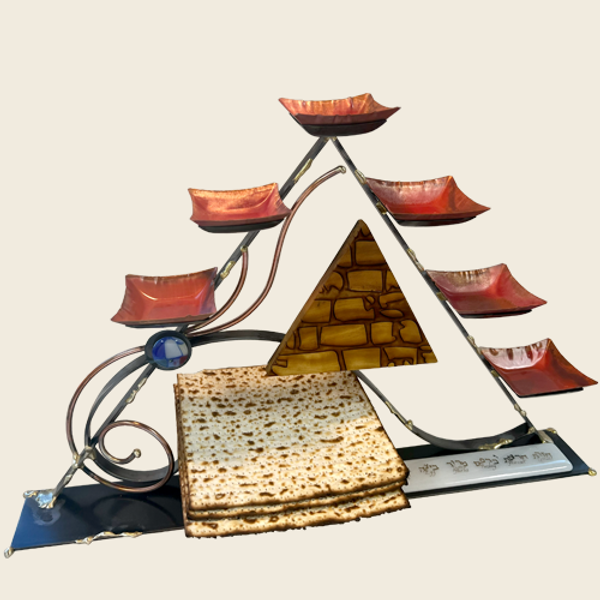 Gary Rosenthal Mixed Mediums "Pyramid" Seder Plate With Matzah Holder
