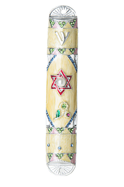 Enamel Red Star of David Mezuzah