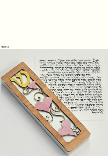 Pink Hearts Swirl Mezuzah