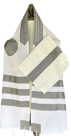 Michal Three Gray Stripe Tallit Set