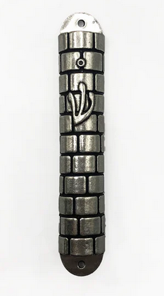 Pewter Mezuzah with Black Stone