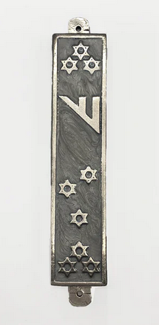 Pewter Mezuzah with Slate Gray Enamel