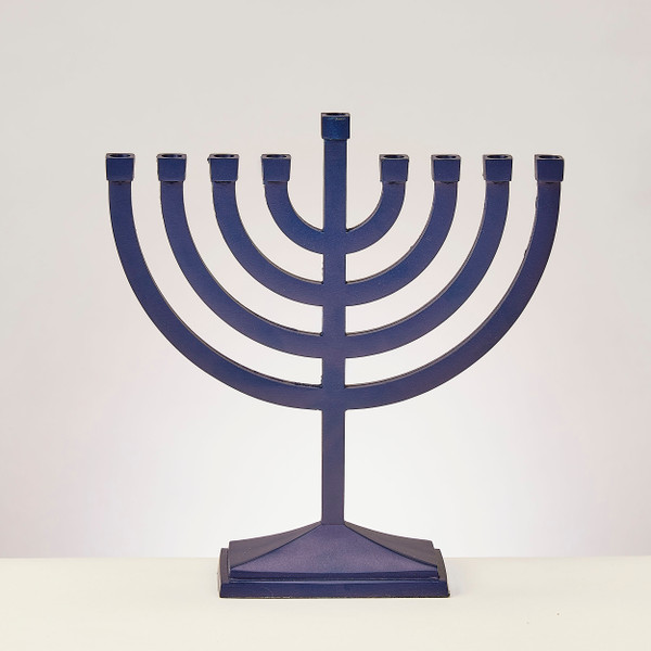 Brushed Matte Navy Menorah