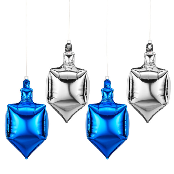 Dreidel Shaped Mylar Balloons - Set of 4