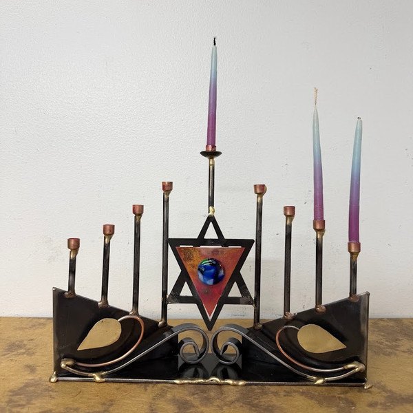 Menorah With Star & Leaves