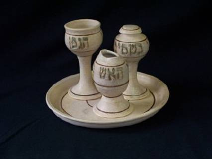 Ceramic Havdalah Set With Tray - Yussel's Place Jewish Gifts and