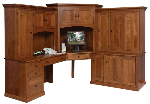 GO-3096 Computer Desk Set, Deluxe Mission Style L-Shape