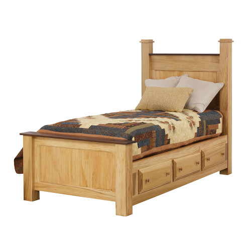 Poplar Twin Post Bed w/Storage