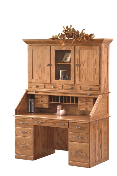 LR-SIR3060WH Sierra Traditional Rolltop Desk with Hutch