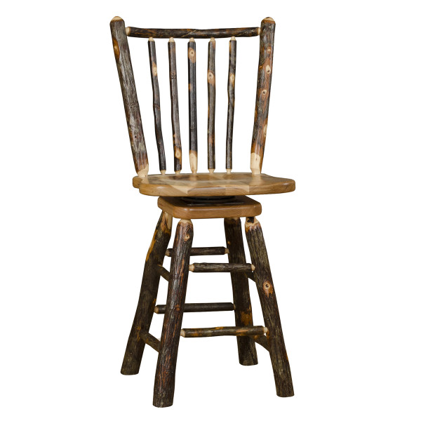 Rustic Hickory Stick Back Barstool