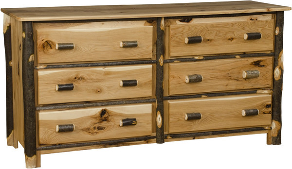 Rustic Hickory 6-Drawer Dresser