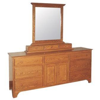 CWF410-451-468 Shaker Triple Dresser with Large Mirror and 3-Drawer Jewelry Box