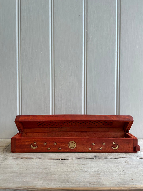 Wooden Incense Burner / Ash Catcher w/ Brass Inlay Design - Sold in 2's  (£1.00 each)