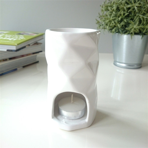 (x24)(£2.15ea) DUE JULY - Abstract Ceramic Wax Melter - White