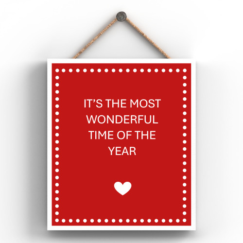 (x36)(£1.48ea) Most Wonderful Time Wooden Plaque / Sign - 18.5x16cm