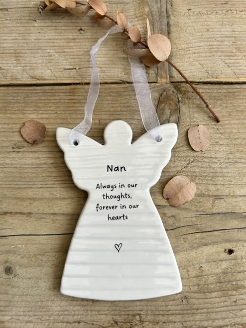 (x72)(£1.50ea)Ceramic Hanging Angel Message Remembrance Plaque 11cm - Nan