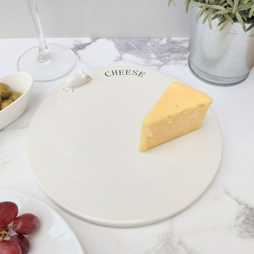 (x24)(£3.55ea) Ceramic Cheese Plate with Mouse - Circle 20cm