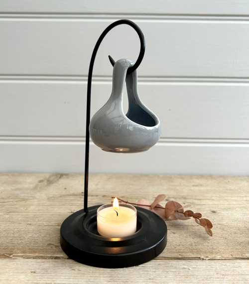 (x24)(£2.50ea) Tear Drop Style Wax Melter / Oil Burner - Grey