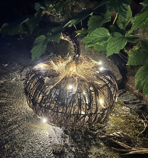 (x48)(£4.45ea) DUE JULY - LED Brushwood Lightup Pumpkin (INDOOR and OUTDOOR) - Small