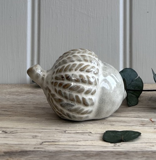 (x64)(£1.16ea) DUE AUGUST - Ceramic Acorn Ornament with Reactive White Glaze - Small 7cm