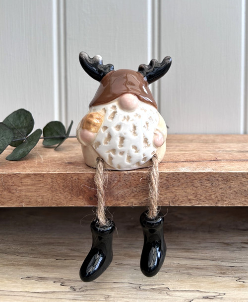 (x24)(£1.80ea) DUE JULY - Ceramic Dangly Legged Ornament - Reindeer Gonk
