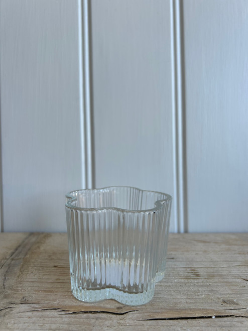 Glass Petal Shape Tealight Holder - Sold in 36's - 50p each