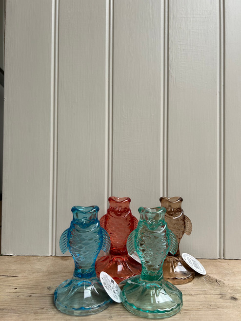 Glass Fish Design Single Candle Holder - Sold in 24's - £1.00 each