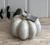 (x16)(£2.48ea) DUE AUGUST - Small Ceramic Pumpkin Ornament with Reactive White Glaze - 10cm