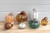 (x48)(£2.98ea) DUE JULY - Luxury Handblown Glass Mini Pumpkin Ornament - White/Gold 8cm