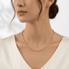 Elegant French Pearl Necklace for Women, 18K Gold Tone Copper Geometric Pendant Necklace, Retro Fashion Jewelry Gift